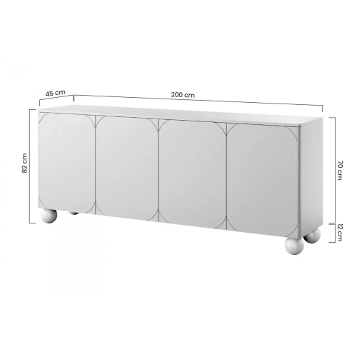 Komoda Sonatia II 200 cm czterodrzwiowa na nogach kulach - kaszmir
